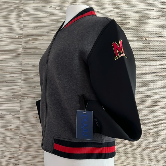 UMD Terps Bomber Letter Jacket Sweatshirt University Maryland Womens M 6 8 - Picture 5 of 17